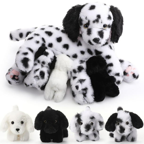 Set de animales de peluche para perros cariñosos dálmatas con 4 cachorros