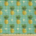 thumbnail image 2 of Ambesonne Pineapple Fabric by the Yard Microfiber, Geometric Hipster, 10 Yards, Orange Seafoam Green, 2 of 2