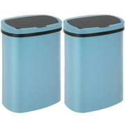 BestOffice 13 Gallon Plastic Touchless Trash Can with Motion Sensor for Indoor Use, 2 Pack(Blue)