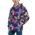 thumbnail image 2 of Fotbe Paint Butterflies Pattern Youth Pullover Hooded Sweatshirt, Boys Hoodie, Kangaroo Pocket Hoodie for Kids Girls -X-Large, 2 of 6