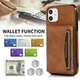 thumbnail image 5 of Decase Leather Wallet Case for iPhone 11 with Kickstand Card Slots Magnetic Button Shockproof Business Style Case For iPhone 11,Brown, 5 of 6