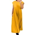 thumbnail image 2 of Jusqu'à 60 % de Réduction, Robe Longue Plissée Sans Manches à Col Rond pour Femmes avec Poches, Robe Sans Manches, Robe Longue Plissée, avec Poches Aventures en Plein Air/95 % Polyester, 5 % Spandex, Jaune, 2 of 8