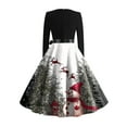 thumbnail image 5 of Women's Fashionable and Elegant Autumn and Winter Long Sleeved Round Neck Christmas Print Dress, Festive Holiday Wear for Casual and Party Occasions,White,M, 5 of 5