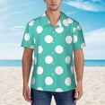 thumbnail image 4 of Lsque Teal Turquoise And White Polka Dot pattern Hawaiian Shirt for Men, Unisex Summer Beach Casual Short Sleeve Button Down Shirts-Large, 4 of 9