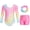 Pink Star, variant on Leotards for Girls Gymnastics, Long Sleeve Sparkly Dance Biketards with Shorts Ballet Tumbling Outfit for 3-12 Years