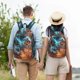 thumbnail image 4 of Disketp Blue Dragon And White Tiger print Canvas Backpack Lightweight Travel Daypack Student Rucksack Laptop Backpack-, 4 of 5