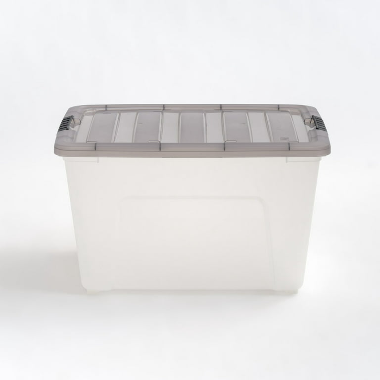 Iris USA 53 Quart Stack & Pull Clear Storage Box, Gray, 5 Pack