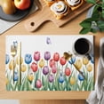 thumbnail image 2 of Watercolors Tulips Placemats Set of 12, Spring Butterflies Flowers Leaves Plants Placemats for Dining Table, Place Mats for Kitchen Tabletop, Waterproof Wipeable Dining Table Mats Set, 2 of 9