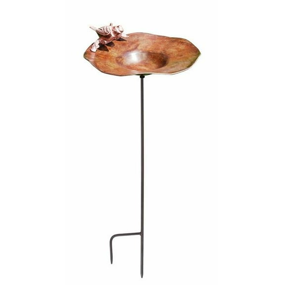 Antiqued Birdbath with Birds with stand