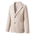 thumbnail image 4 of Boys Seersucker Blazer Jacket, Lightweight Breathable Kids Casual Dressy Suit Coat, Modern‑Fit Long Sleeve Outerwear for Back to School Daily Leisure Wear(Khaki,9-10 Years), 4 of 8