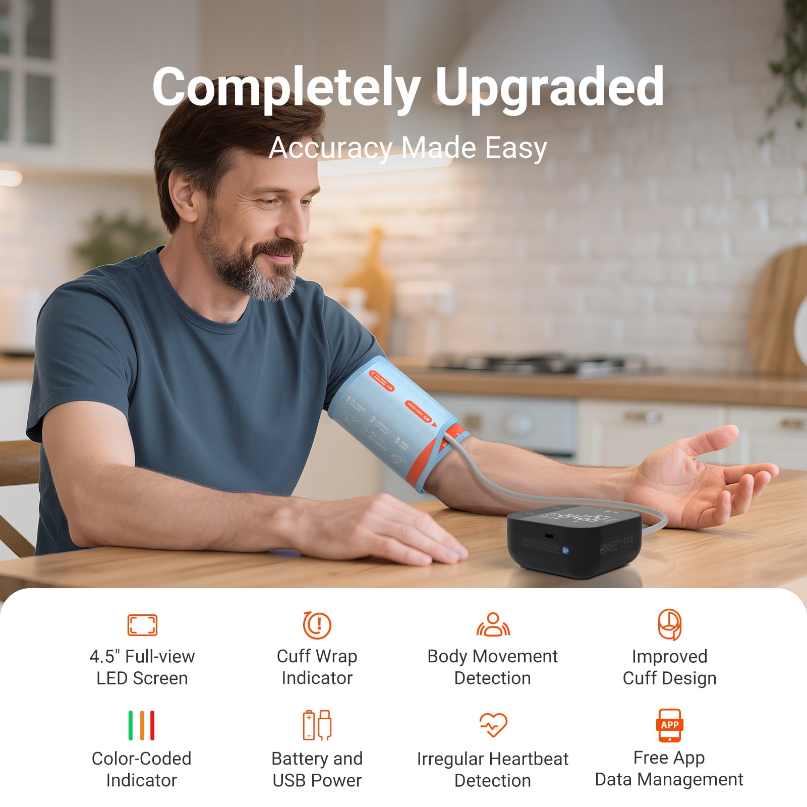 iHealth Track Pro Upper Arm Blood Pressure Monitor, Bluetooth Digital BP Machine with Adjustable Cuff and Large Display