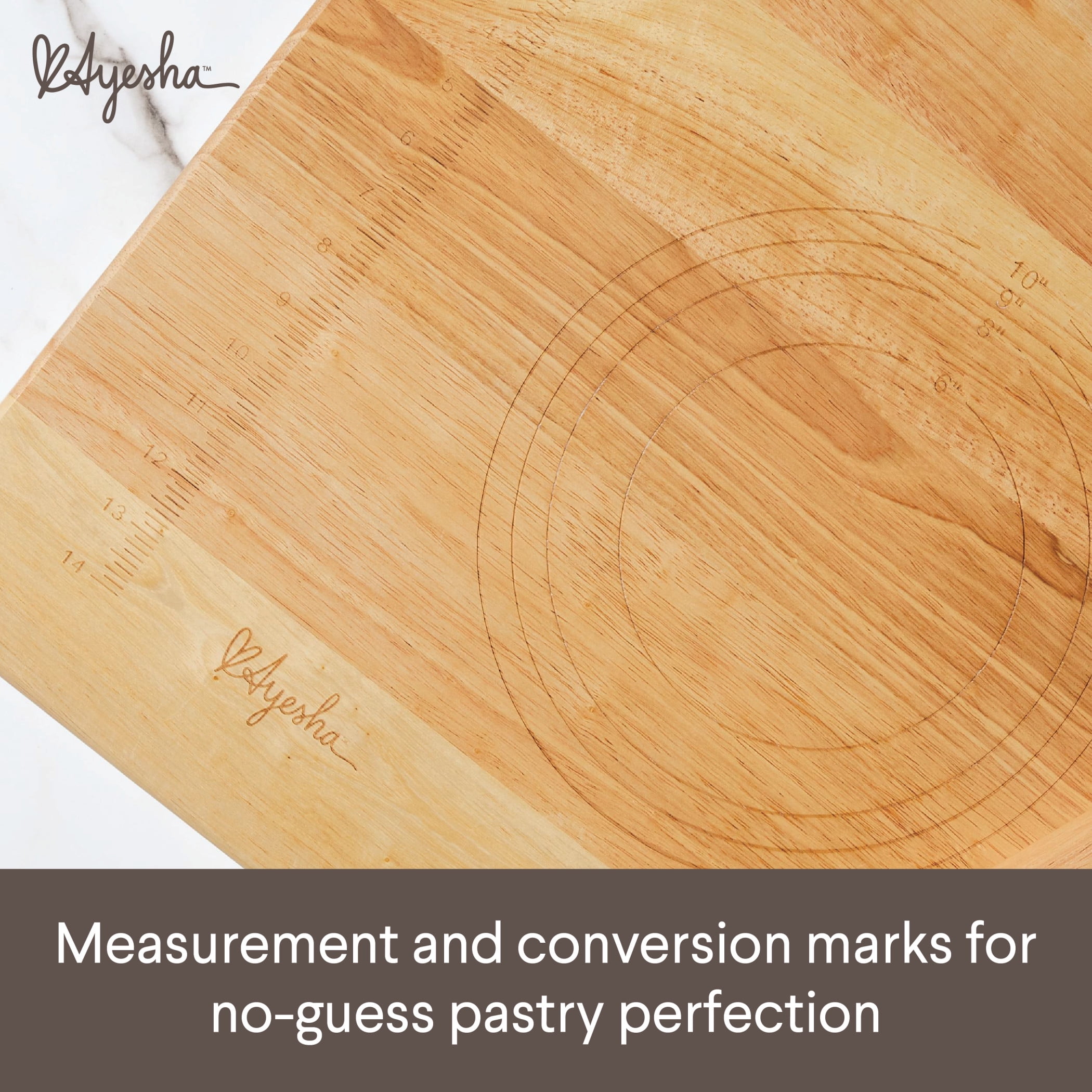 Ayesha Curry Pantryware Rolling Pin and Pie Board Set, Parawood, 2-Piece