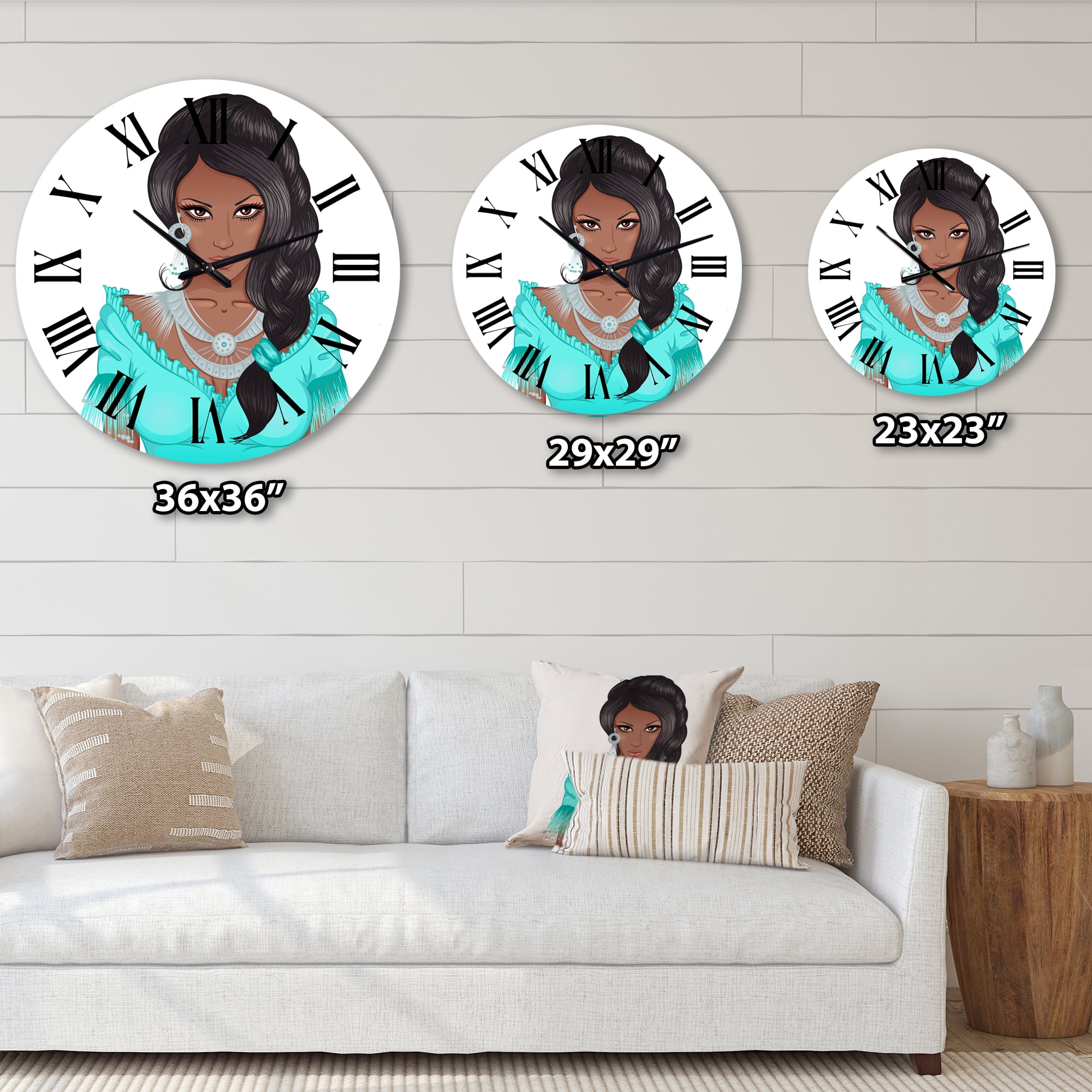 Designart 'Portrait Of African American Woman Xvi' Modern Wall Clock
