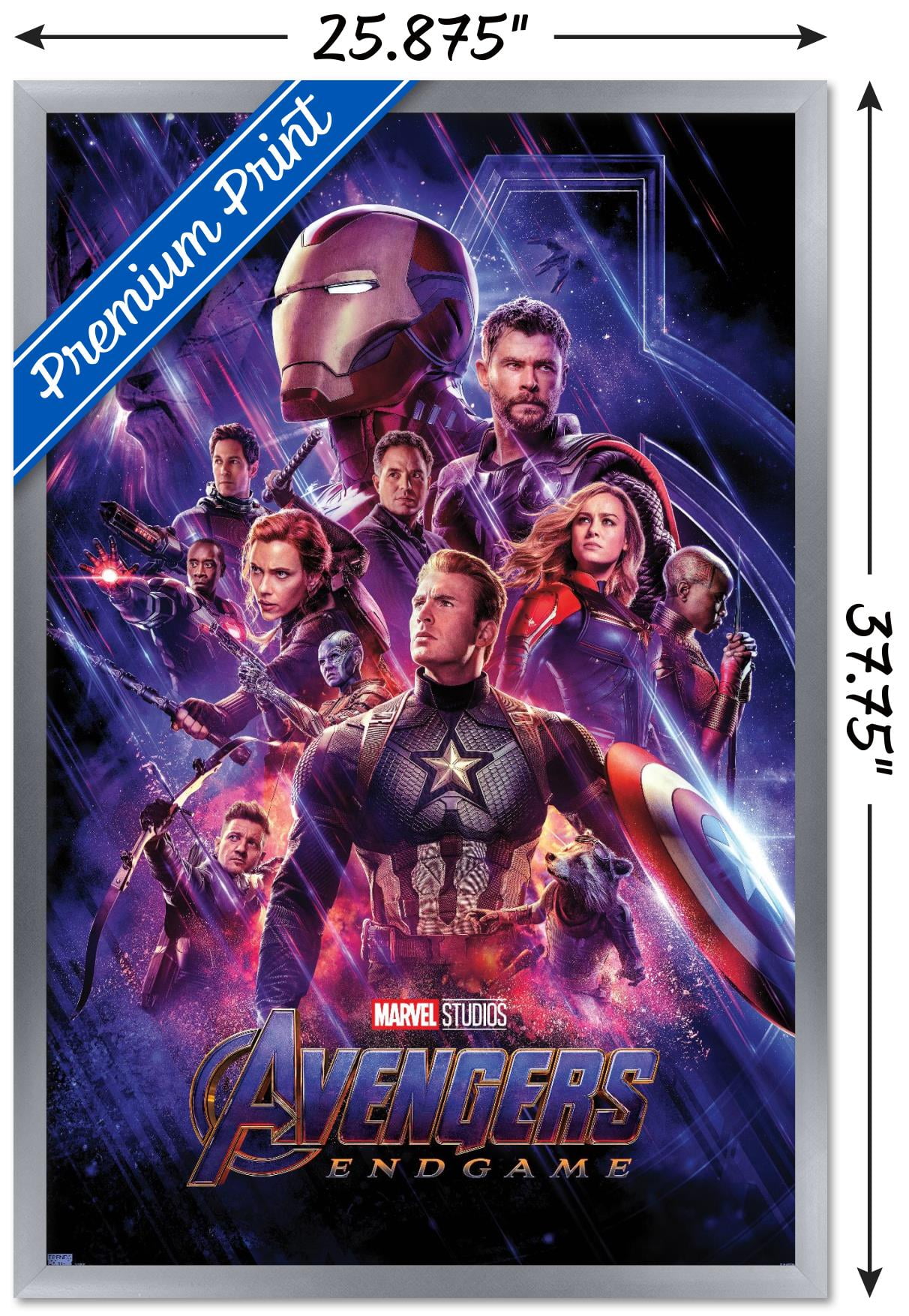 Avengers Endgame Marvel Studios Framed Movie Poster. 24x36 Framed poster on  a black frame. Made in USA.