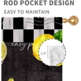 thumbnail image 4 of Yellow Lemon Kitchen Curtains, Vintage Retro Summer Spring Seasonal Fruit Black White Checkered Window Drapes Treatments for Living Room Bedroom Bathroom Cafe 2 Panels, 84"x63" Inch, 4 of 5