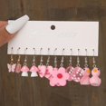 thumbnail image 4 of Juego de pendientes de pato de dibujos animados rosa para mujer y niña, Pendientes colgantes de corazón de mariposa de Animal lindo, pendientes geométricos, regalo de joyería de moda, 4 of 4