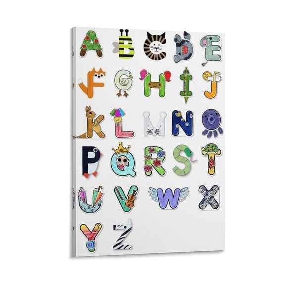 26 Letters Learning Poster (1) Picture Print Wall Art Poster Painting Canvas Posters Artworks Gift Room Aesthetic 24x36inch(60x90cm)