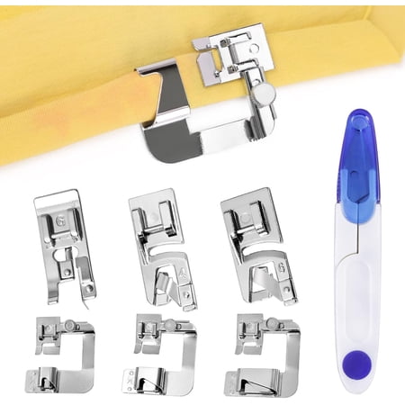 6 count Sewing Machine Presser Foot Set Narrow Rolled Hemming Foot Kit for Low Shank Snap- Janome Sewing Machine