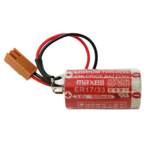 Maxell ER17/33 3.6V Lithium PLC Batterie (Connecteur Brun 2 Trous)