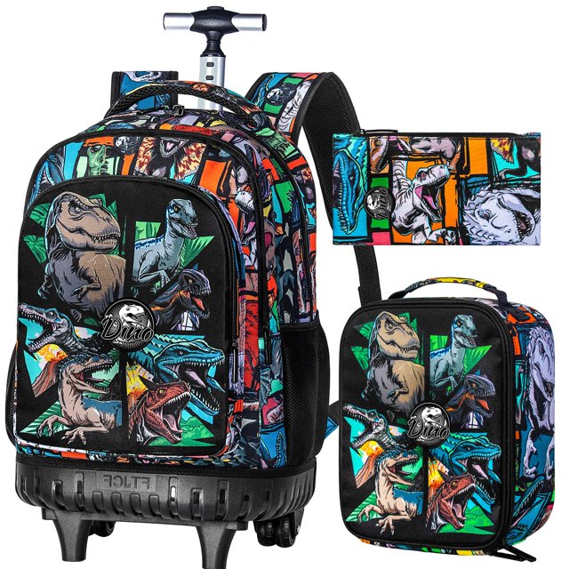 Mochila rodante WZLVO Dinosaur, resistente al agua, 21 pulgadas, 3 unidades