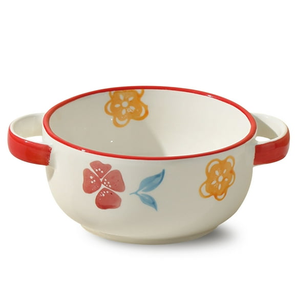 Qeeadeea Bouillon Cups, French Onion Soup Bowls With Handles, French Onion Soup Crocks Oven Safe, Microwave Soup Bowl, Soup Mug-red-12x12x4cm, 400ml