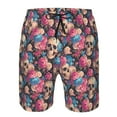 thumbnail image 3 of Rocae Skull Blue Flower for Men's Beach Shorts Casual Elastic Waist Drawstring Summer Beach Shorts,S-3XL-XX-Large, 3 of 6