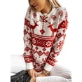 thumbnail image 4 of FOCUSNORM Women's Christmas Sweater Snowflake and Elk Pattern Knitted Tops, 4 of 8