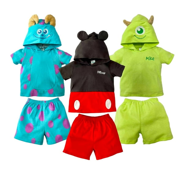 Kit 3 conjuntos Disney Sully, Mickey Mouse, Mike Disney KitD623
