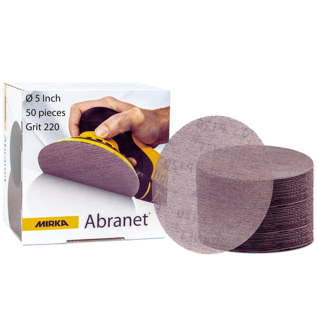 Mirka 9A-232-220 5-Inch 220 Grit Mesh Abrasive Dust Free Sanding Discs, Box of 50 Discs