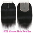 thumbnail image 2 of SEGO Straight Human Hair Bundles with Closure 100% Unprocessed Virgin Human Hair with 4x4 Middle T Part Lace Closure Natural Black Cleanrance, 2 of 8