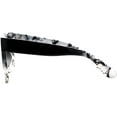 thumbnail image 2 of Womens Boyfriend Style XXL Oversize Horned Rim Thick Plastic Sunglasses Black White, 2 of 5