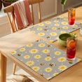 thumbnail image 4 of Cute Bees Sunflowers Placemats Set of 6 Yellow Floral Grey Farmhouse Place Mats Indoor Wipeable Table Mats Washable Cloth Dining Table Placemats for Kitchen Holiday Party Home Decor 13x19 Inch, 4 of 9