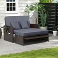 thumbnail image 1 of Costway Patio Rattan Loveseat Set Daybed Lounge Storage Ottoman Side Tables Adjust Gray, 1 of 10