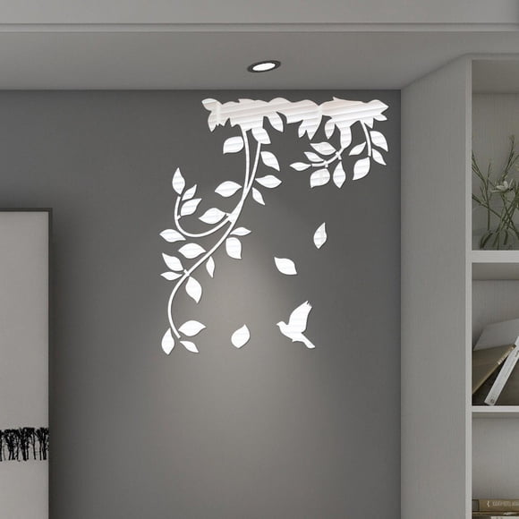 Boovnll Wall Decor, Leaves and Rattan Branches Home Decoration Library Mirror Sticker, Home Decor, Wall Art, Wall Art for Living Room
