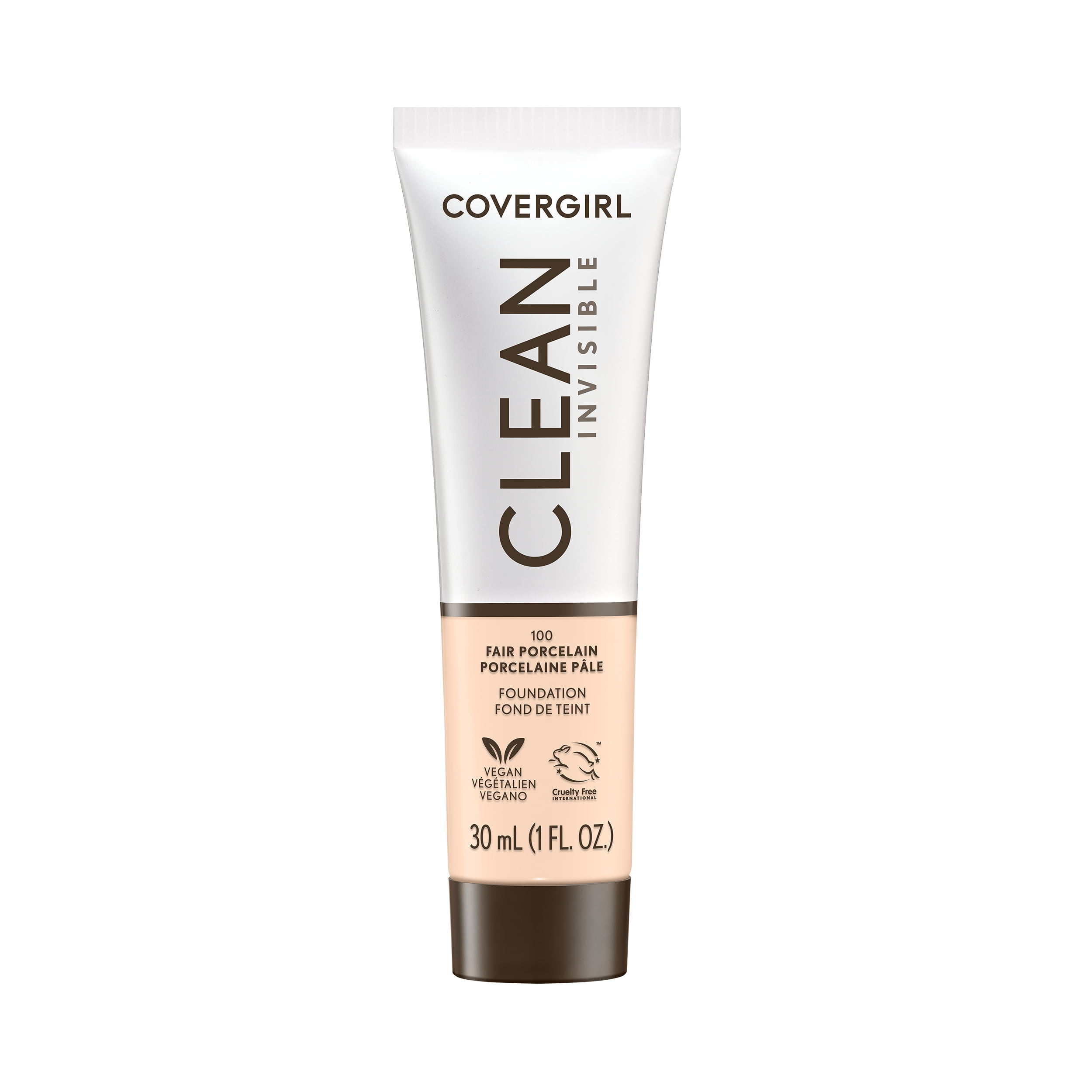 (2 pack) COVERGIRL Clean Invisible Liquid Foundation, 100 Fair Porcelain, 1.0 fl oz