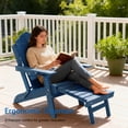 thumbnail image 4 of CHYVARY HDPE Folding Adirondack Chair Set of 4 with Cup Holder and Ottoman, 3-Level Adjustable Patio Chair 350 lbs Capacity, Navy Blue, 4 of 9