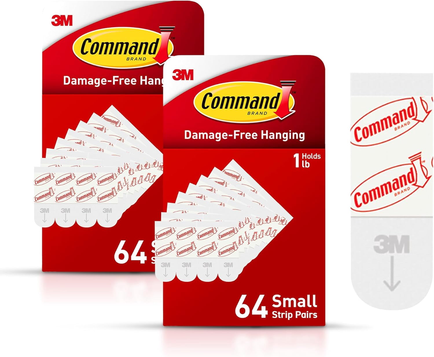 FEFEFW-Small Refill Adhesive Strips, Damage Free Hanging Wall Adhesive Strips for Small Indoor Wall Hooks, No Tools Removable Adhesive Strip for Living Spaces, 128 White Strips