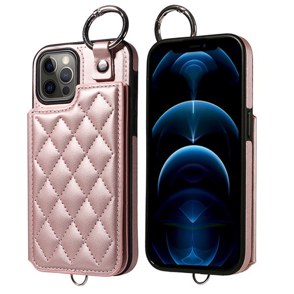 iPhone 12 PRO Case ,Card Slots Leather Wrist Strap Phone Cover for iPhone 12 PRO