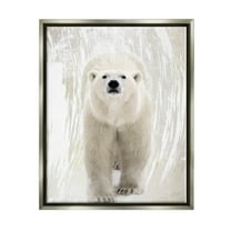 Stupell Industries Modern Polar Bear Portrait Animals & Insects Painting Gray Floater Framed Art Print Wall Art, 25 x 31