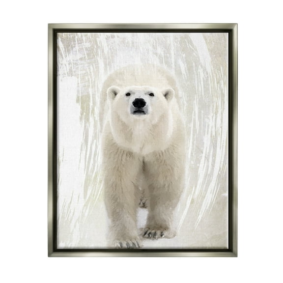 Stupell Industries Modern Polar Bear Portrait Animals & Insects Painting Gray Floater Framed Art Print Wall Art, 25 x 31