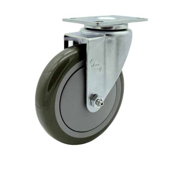 5 Inch SS Gray Polyurethane Wheel Swivel Top Plate Caster Service Caster Brand