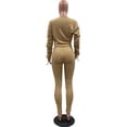 thumbnail image 6 of HAPIMO Discount Women's Fashion Long Sleeve Top Slim Thread Pleated Trousers Solid Casual Sports Suit Khaki S, 6 of 9