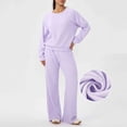thumbnail image 3 of Conjunto de Pantalones Mujeres Outfits de 2 Piezas Vestido Casual de Color Sólido Bolsillo Deportivo Suelto Pantalones de Manga Larga Blusas de Cuello Redondo Conjunto Superior Conjunto de Pantalones, 3 of 7