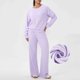 thumbnail image 4 of Conjunto de Pantalones Mujeres Outfits de 2 Piezas Vestido Casual de Color Sólido Bolsillo Deportivo Suelto Pantalones de Manga Larga Blusas de Cuello Redondo Conjunto Superior Conjunto de Pantalones, 4 of 7