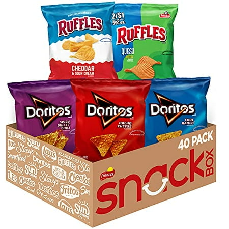 Ruffles FritoLay Variety Packs Flavors 1oz Bags Ruffles & Doritos Bold Mix 40 Count