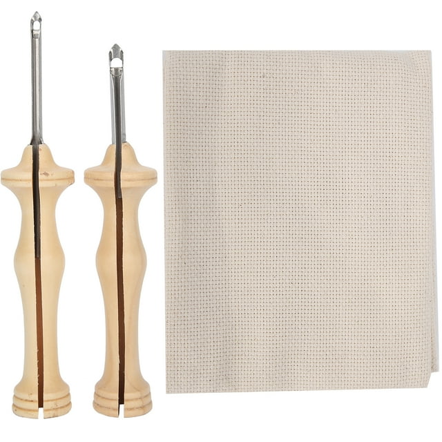 LHCER Sewing Embroidery ,2pcs Embroidery Punch Pens Cloth Sewing Embroidery Weaving Tool with Wooden Handle