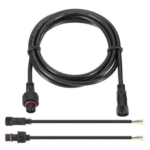 Uxcell 6.56Ft 20AWG IP67 3 Pin Extension Cable Wire with 7.87" Male Female Connector kit