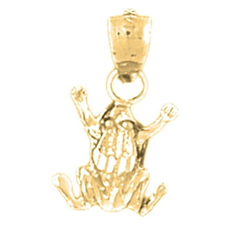 18K Yellow Gold Frog Pendant - 17 mm