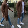 thumbnail image 5 of jsaierl Mens Cardigan Sweater Long Sleeve Knit Sweater Solid Casual Open Front Soft Mid-Length Sweater Jacket Top with Pockets, 5 of 9