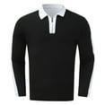 thumbnail image 3 of Outfmvch polo shirts for men Casual Splice Zipper Turn-Down Collar Long Sleeve Polos Shirt womens tops White, 3 of 9